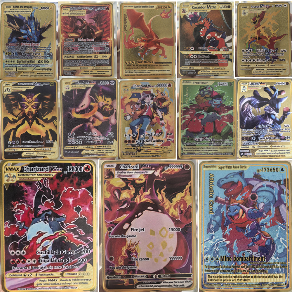 Pokemon Binder Card - 10000HP Charizard Vmax Pokemon Kartları Metal