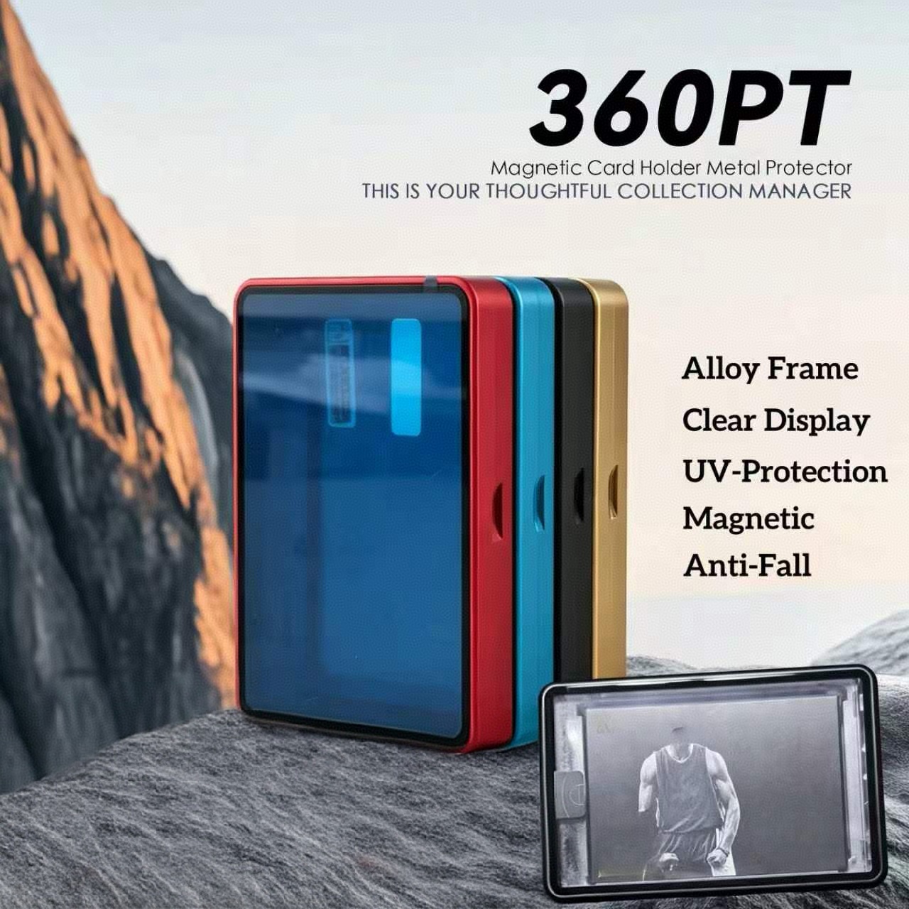 Graded Card Display - 360PT Kalın Kartlar İçin Alüminyum Alaşımlı