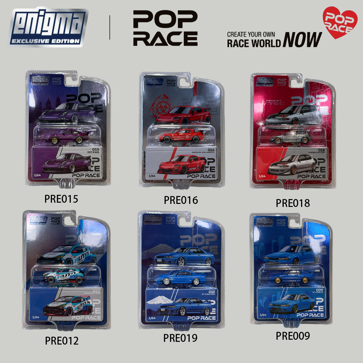 Die Cast Car 1 64 - POP RACE 1:64 Blister Paket Seti