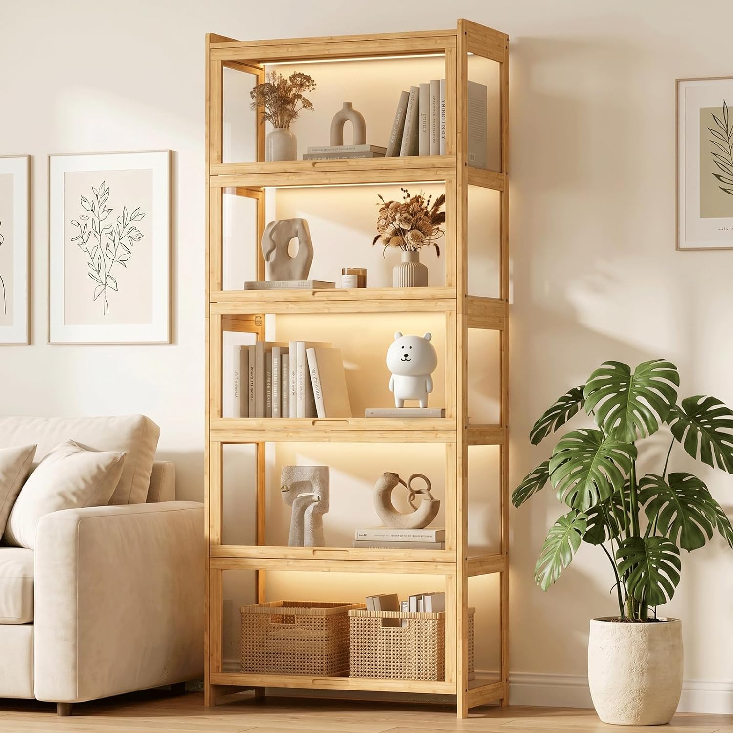 Display Case Acrylic - Akrilik Kapılı Vitrin, 5 Katlı Koleksiyonluk