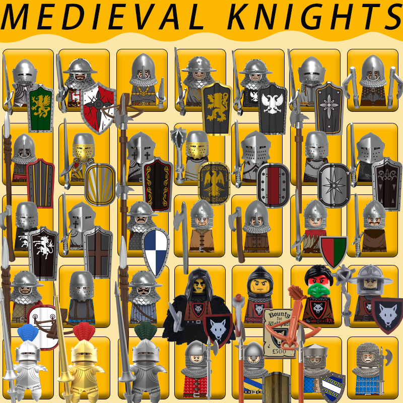 Lego Minifigure Holder - Ortaçağ Şövalyesi Serisi Yapım Blokları Askeri