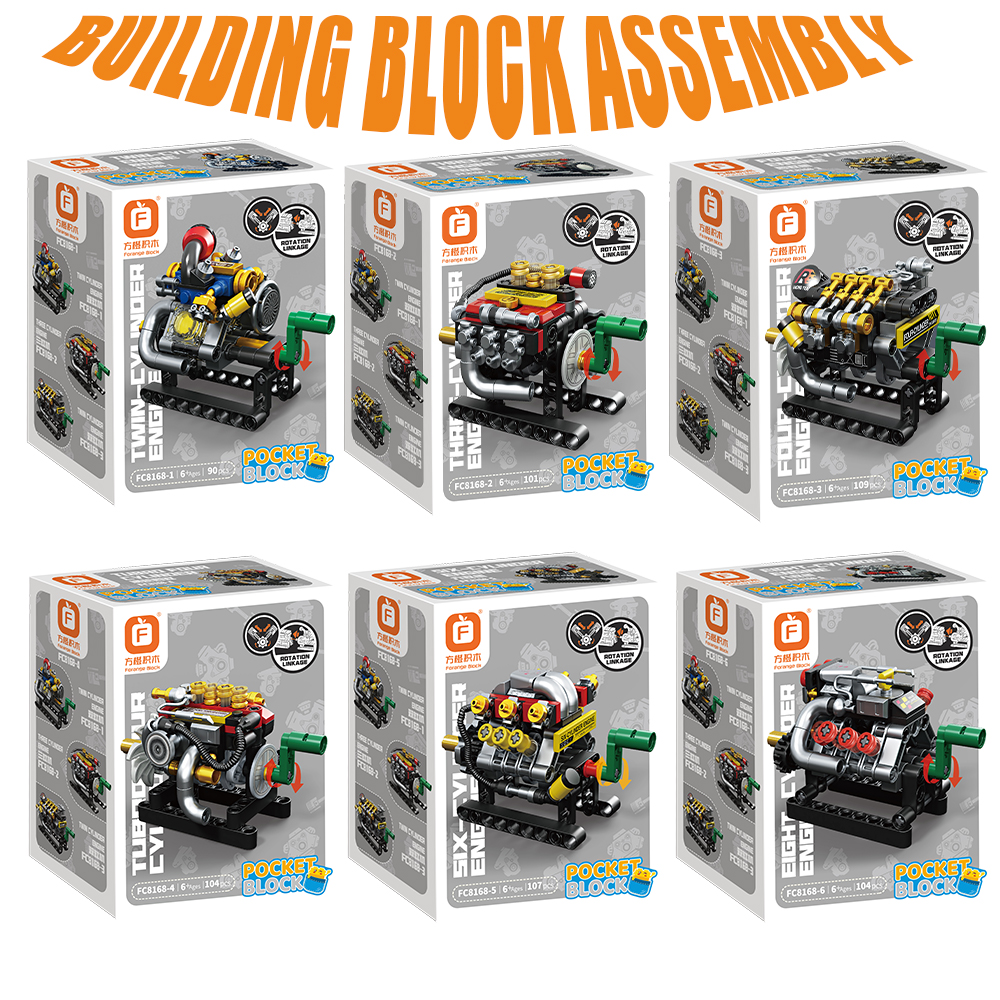 Building Block Mini - Mini Motor 2/3/4/6/8 Silindirli Turbo Motor