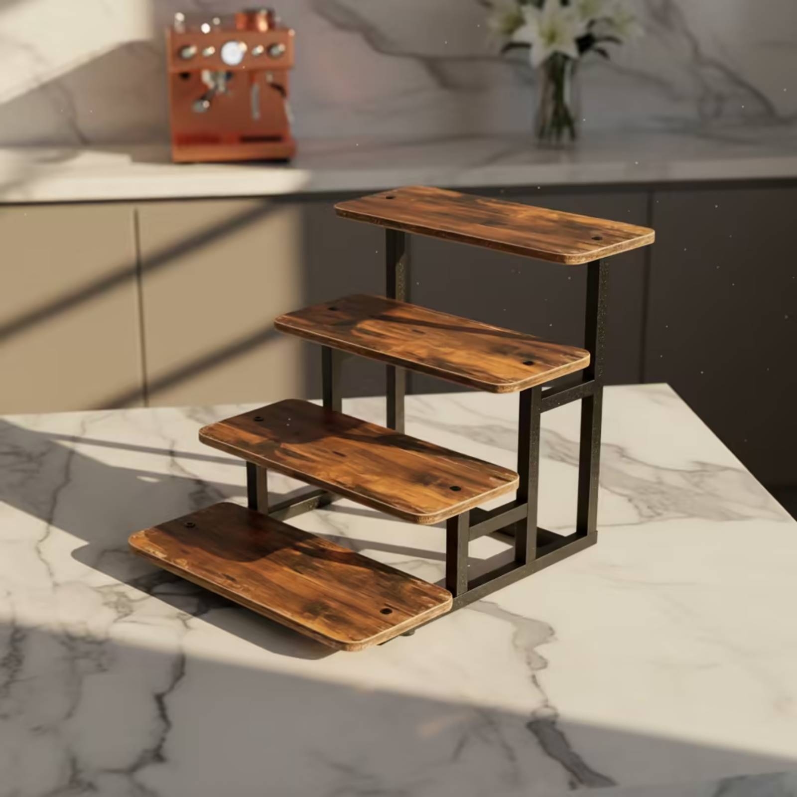 4 Katlı Ahşap Raflı Tezgah Üst - Display Risers Set incelemesi ve fiyatı