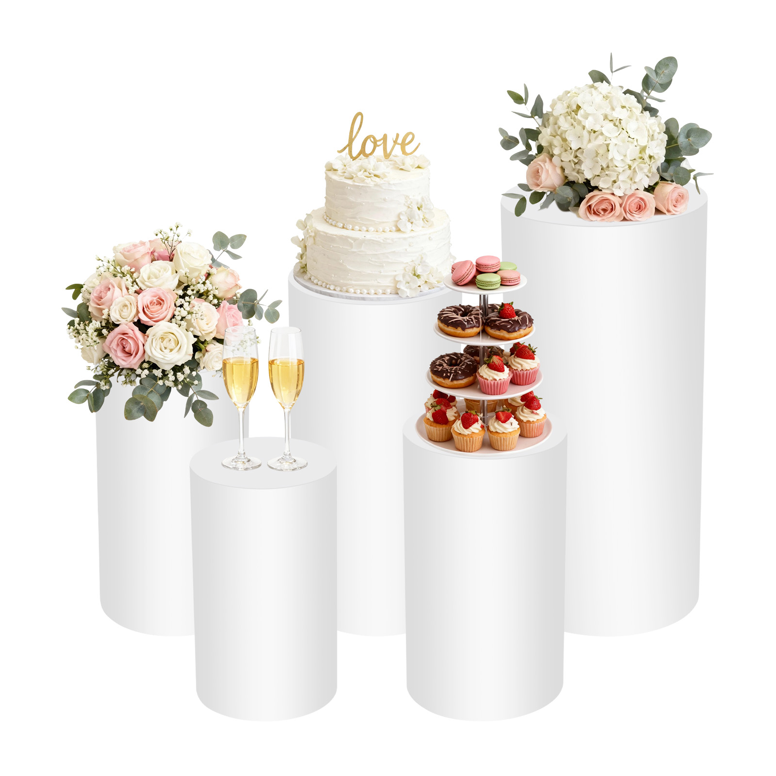 5'li Beyaz Silindir Kaide Stan - Display Risers Set incelemesi ve fiyatı